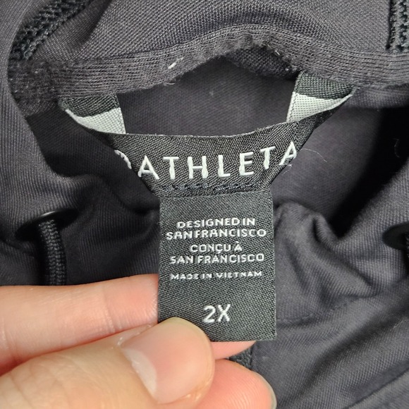 Athleta Venice Moto Hoodie Womens XL Black 1/4 Zip Sweatshirt Adjustable Casual - Picture 3 of 13